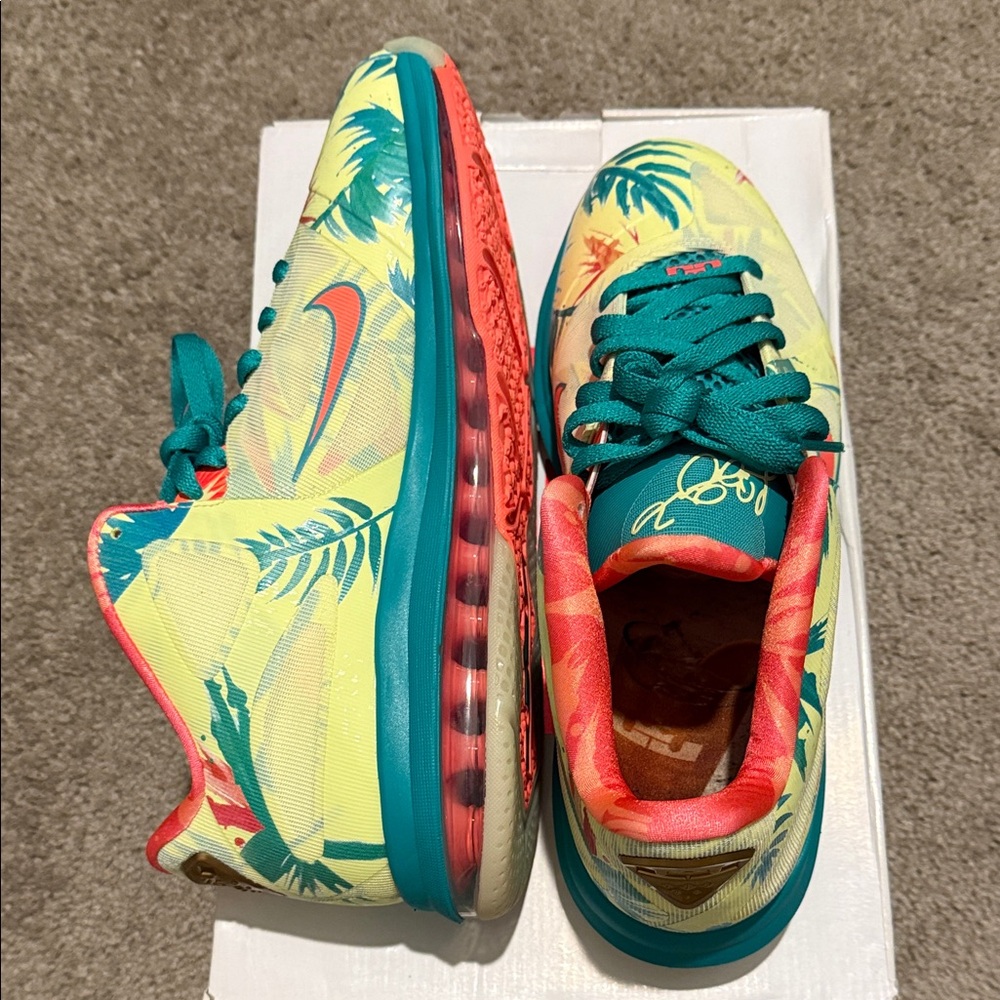Nike LeBron IX Low White Lime and Bright Mango - Picture 5 of 8
